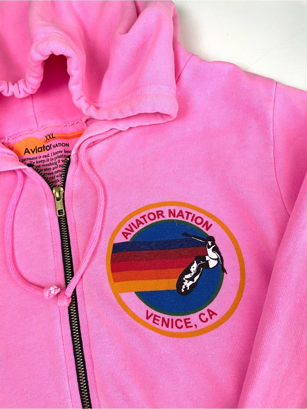 Aviator Nation Venice Hoodie Full Zip Sweatshirt Neon Pink XXL - Picture 9 of 16
